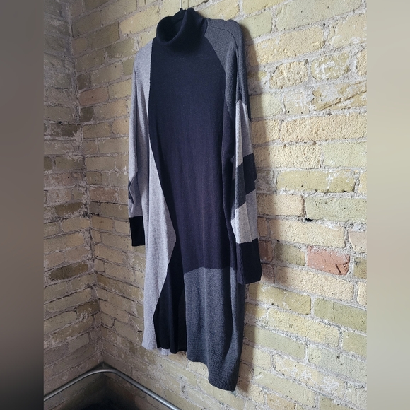 Anne Klein Colorblock Turtleneck Sweater Dress In Heather Grey Combo Womens XL - Picture 2 of 5